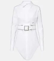 [Jean Paul Gaultier] Jean Paul Gaultier Belted cotton-blend shirt dress AU 12 white