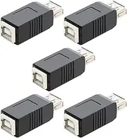 tunghey 5Pack USB 2.0 AF/BF Plug Type A Female to Type B Female Adapter Connector Converter Compatible with Laptop Computer Hard Drive Printer Camera