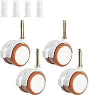 Ticeed Set of 4 Castors Set Rubber Wheels Swivel Castors with Brake, Quiet Furniture Castors, Replacement Castors, Freewheel Castors with Sleeve Pins for Trolleys, Cot, Bassinet, Flower Stands, Furniture (White)