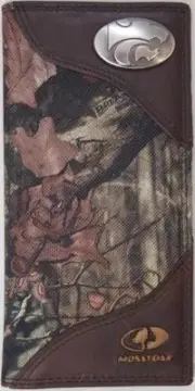 ZEP-PRO Kansas State Wildcats Leather & Nylon MOSSY OAK Camo WALLET BURLAP BAG