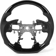 Gearwell Steering Wheel, Mahogany Leather Wheel, Compatible with Honda Accord 2013-2017, D-Type Steering Wheel Replacement, Black Wood Perforated Leather Wheel