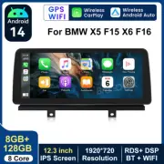 8+128G For BMW X5 F15 X6 F16 Android 14 Car Stereo CarPlay 8 Core Car GPS Radio (for: BMW)