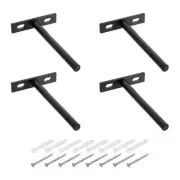 4 Set Floating Shelf Bracket 5", T Brackets for Shelves with Screw, Black