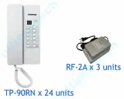 Commax Interphone System Set for 24 Rooms - TP-90RN x 24 / RF-24015S x 3