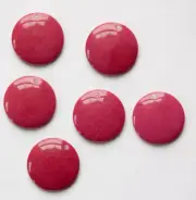 Vintage Raspberry Pink Acrylic Circle Charms Drops (6) pnd161D