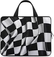 Laptop Case Sleeve Shockproof Computer Carrying Bag Black White Checkered Flags Notebook Case Cover Laptop Bag Water Resistant Computer Cases Tablet Briefcase for Travel Business 17 Inch, Black White