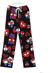 [Daxuoyo] Anime Pajamas for Women Men Cartoon Unisex Kawaii Couple All Over Print Bottoms Sleep Pajama Pants Birthday Gifts, Style 2, Medium