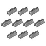 50Pcs Ribbon Crimp Clamp Ends 16mm Cord End Clasp for DIY Craft Metallic Black