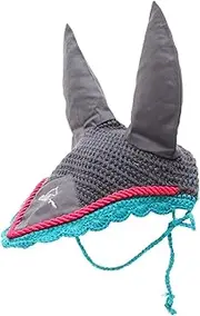 INOOMP Fashionable Horse Mask for Outdoor Ear Bonnet Comfortable Elastic Grey Lace Design