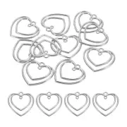 20Pcs Double-Heart Shape Alloy Open Back Bezel Pendants Resin Frame Dark Silver
