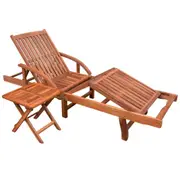 Sun Lounger with Table Solid Acacia Wood vidaXL