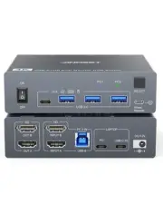 Dual Monitor KVM Switch for Laptop&Desktop 4K@60Hz, HDMI 2 Monitors 2 Computers