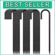 Multi-Purpose 16 Pack of 18" J Hook Black Rebar Stakes for Durable Anchoring