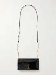 [SAINT LAURENT] SAINT LAURENT - Cassandre Strap Patent-leather Phone Case - Black - One size One size Black