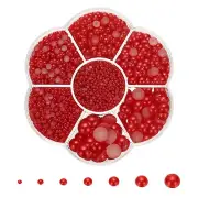 5645Pcs Pearls Beads for Crafting, 7 Sizes Beads, Red