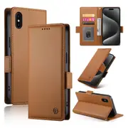 Wallet Case for IPhone X/Iphone XS,Slim Protective Shockproof Case With Card Holder,Premium PU Leather Kickstand-Brown