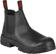 [Hard Yakka] Men's Grit Emboss Pull On Steel Toe Safety Boot, Black, 8 Size