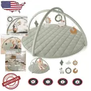 Stylish Baby Play Gym & Soft Cotton Mat with 6 Adorable Toys - 35x35 Inches