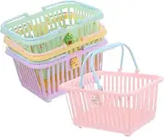 BESPORTBLE 4Pcs Cute Storage Basket with Handle Wear Resistant Plastic Baskets for Home Office and School for Jewelry and Daily Sundries Organization