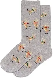 [Hot Sox] Hotsox Kid's Skating Reindeer Socks 1 Pair, Grey Heather, Small/Medium