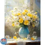 YarnWhimsy Flowers Paint by Numbers for Adults,Flower Paint by Numbers Kit on
