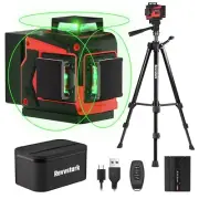 Laser Level with Tripod, 3x360° Green Line Laser Tool with Self-Leveling &