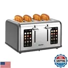 Mecity 4 Slice Toaster with Touch Screen Control, 4 Wide Slots, Stainless Ste