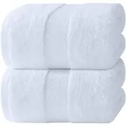 Extra Large Bath Sheets 35x70 | Absorbent Hotel Towels 2 Pack (White)