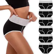 [Gogdod] Ladies High Waist Knickers Women's Cotton Briefs Underwear Full Back Coverage Soft Stretch Panties Multipack (6 Pack)