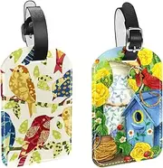 [WOSHJIUK] Luggage Tags,2 Pack Labels Suitcase Tags,Bird Butterfly Strawberry Floral Flowers,Luggage Tags Privacy Protection Travel Bag Tag