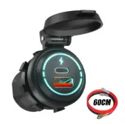 Car Charger Cigarette Lighter Socket Charging Power Outlet Dual USB Type-C Port (for: Renault)