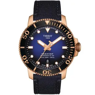 【TISSOT 天梭 官方授權】SEASTAR 1000 海洋之星 300米陶瓷圈潛水機械腕錶 母親節 禮物(T1204073704100)