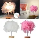 Modern Feather Table Lamp Desk Light Reading Lamp for Study Room Bedroom Wedding