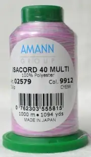 ISACORD 40, Universal Machine Embroidery Thread, 1000m, Colour 9912 Variegated