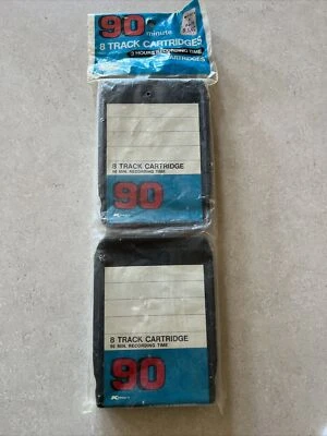 KMART Blank 8 Track Tapes Cartridges 2 Pack , 90 minutes, New Old Stock