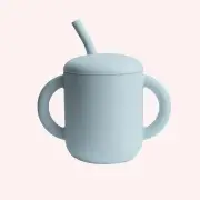 Mushie Silicone Training Cup + Straw - Powder Blue | The Memo