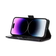 ABEEL For iPhone 15 Anti-Dust PU Leather Wallet Phone Case Texture Drop-proof Cover with Stand