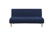 Smarcute Armless Futon Cover Stretch Sofa Bed Slipcover Protector Rich Textured High Spandex Small Checks Jacquard Fabric, Navy