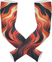 [Yoogain] UV Protection Arm Sleeves UV Protection Red Fire Gorgeous Combustion Arm Sleeves Cooling Feeling Strong Air Permeability cubre brazos, Red Fire Gorgeous Combustion