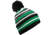 Beechfield Multi-Sport Fan Pom Pom Beanie (Black/Kelly Green/White) (One Size)