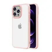 iPhone 15 Pro Compatible Case Cover With Shockproof Metal Camera Lens Protection - Pink