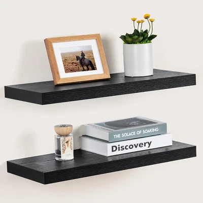 Deep Floating Shelves for Wall, 24W X 9.3D Black Floating Shelves Set of 2, 9.3"
