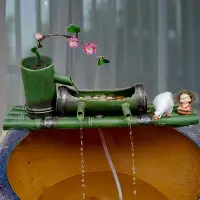在飛比找Yahoo!奇摩拍賣優惠-現貨 陶瓷魚缸流水擺件diy配件循環水仿竹子竹排流水器水缸造
