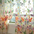 2Pcs Butterlfly Sheer Scarf Valances Thin Gauze Curtain for Room Door Window