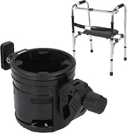 Pram Cup Holder, 3 in 1 Stroller Cup Holder Folding with Hook 360 Deg Adjustable Double Bottle Holder Universal Drink Coffee Cup Holder Organiser for Bike Treadmill Stroller