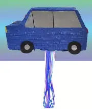 BLUE CAR BIRTHDAY PARTY PINATA FIESTA CARRO PULL STRING OR HIT NEW!