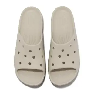 【Crocs】拖鞋 Classic Platform Slide 女鞋 米 骨白色 雲朵涼拖 厚底 卡駱馳(2081802Y2)