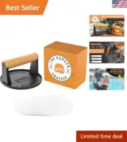 Pre Seasoned Heavy Duty Cast Iron Burger Press - Smash Burger Press Kit, Gril...
