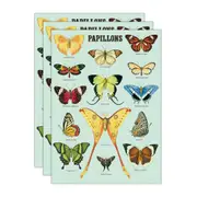3x Cavallini Paper Poster Prints/Gift Wrap Wall Art Decor 50x70cm Papillions