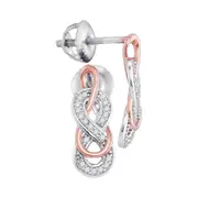 10k Two-tone Gold Round Diamond Infinity Earrings 1/10 Cttw
